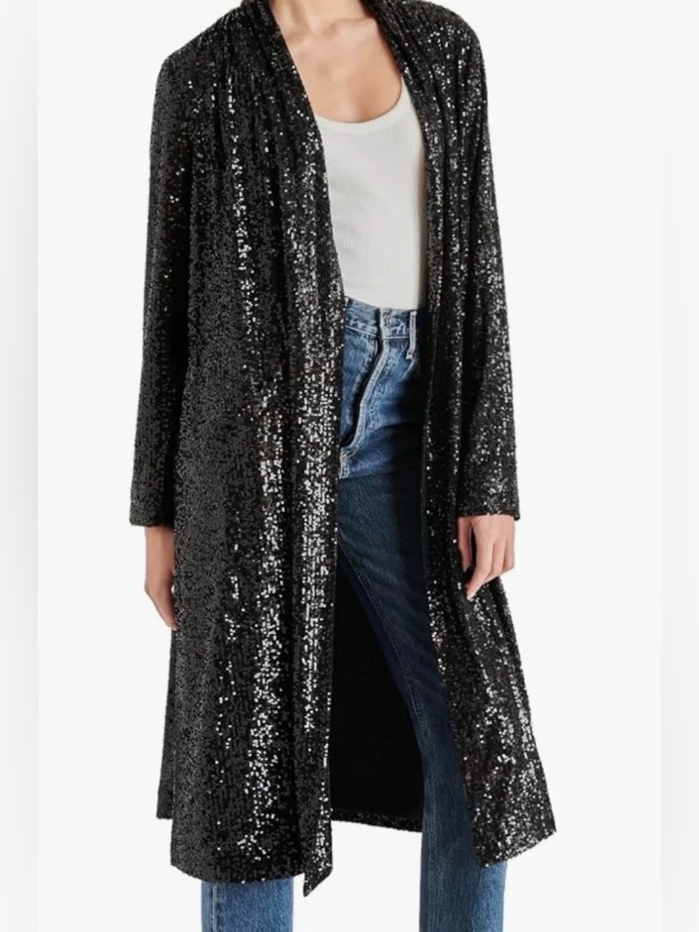 NWT Dulcinea Sequined Duster Jacket by BB Dakota for Anthropologie 1X Black